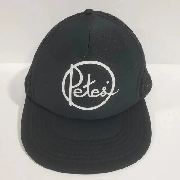 Petes Black Mesh Snapback Mens trucker  hat. - Picture 1 of 7
